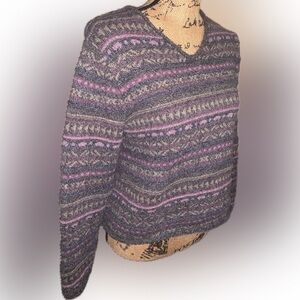 Eddie Bauer Women’s Grandpa Fisherman Patterned Knit Sweater Fair Isle Nordic M